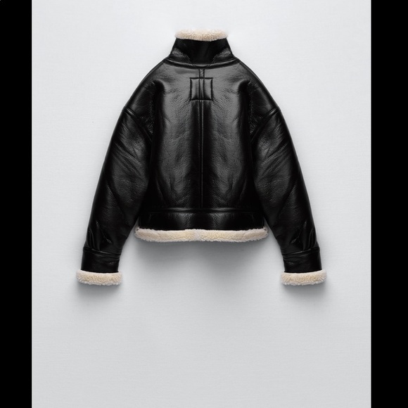 Faux leather fleece jacket - Picture 2 of 4